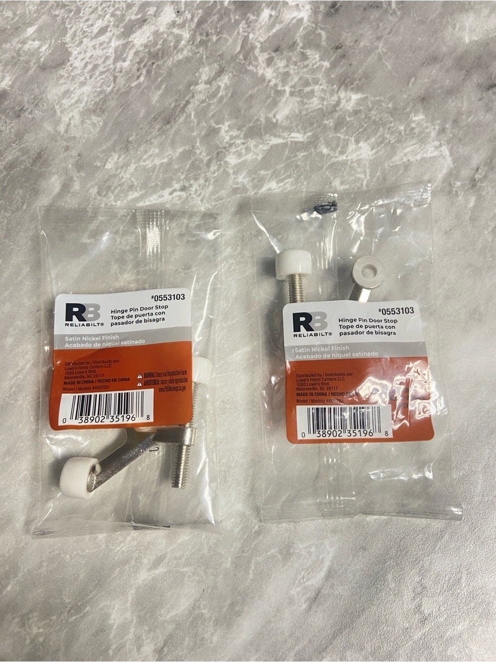 2, Reliabilt 3-1/4-inch satin nickel Hinge pin Door stops